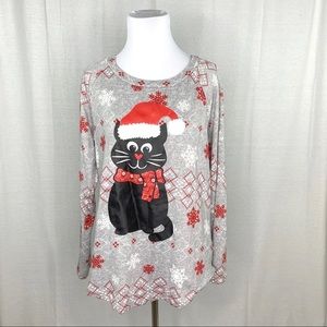 Santa cat long sleeve top for Christmas